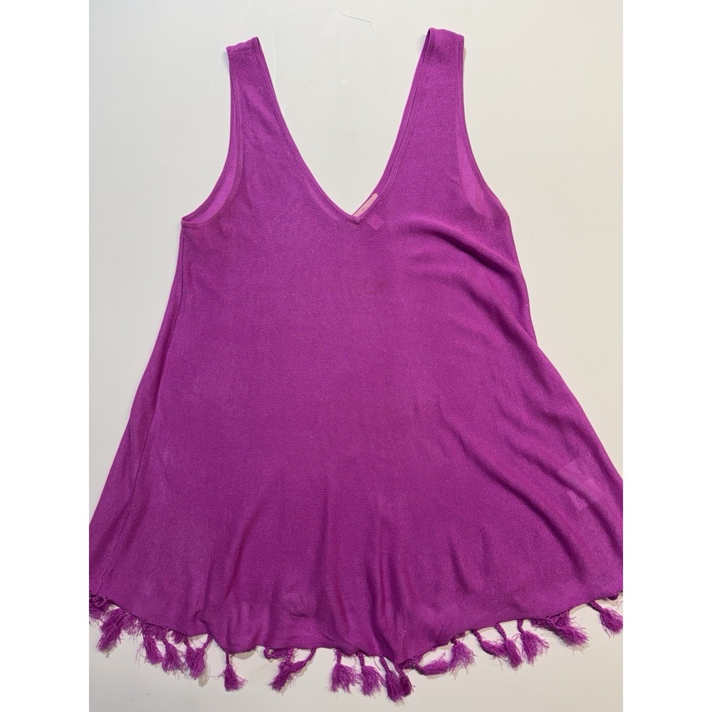 Lilly Pulitzer Orange Tank V-neck Tassels Sz S Purple Beach Vacation 25753